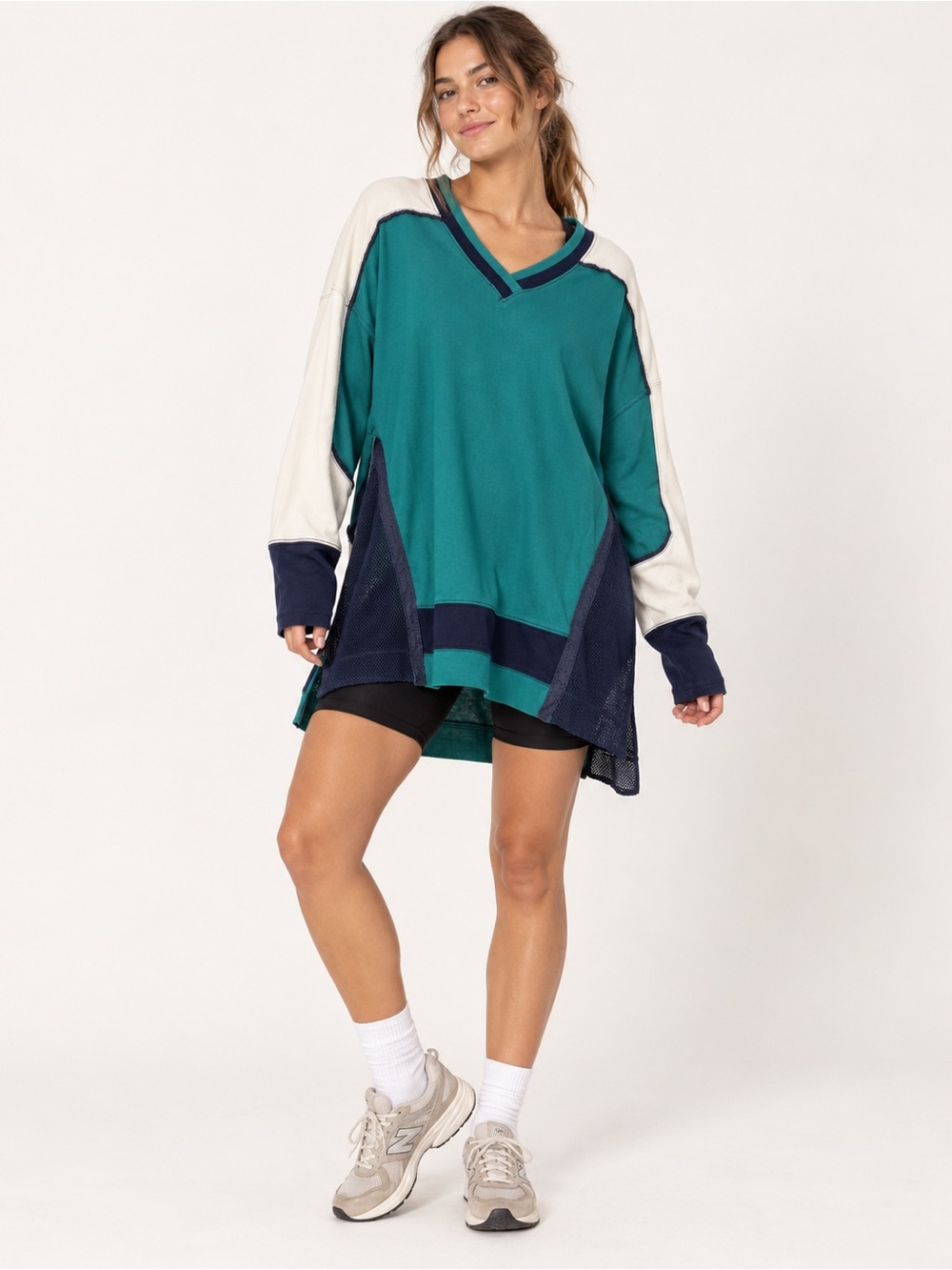 #909 FP Movement Hustle Logo Layer Top Green Glow Combo M NWT Mesh